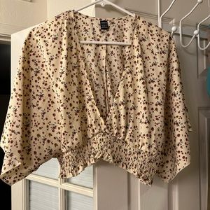 Shein floral cropped blouse